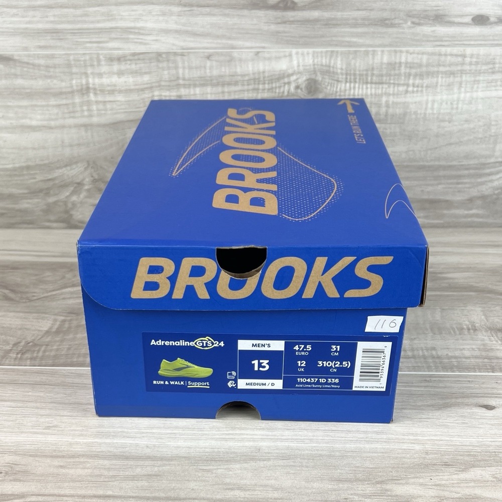 Brooks Adrenaline GTS 24 Men's size 13 Running Shoe Acid Lime Green Sneaker - Picture 9 of 10